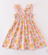 Load image into Gallery viewer, Premium Pink muslin sun ice cream smocked ruffle dress
