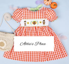 Load image into Gallery viewer, Turkey Hand Smocked Baby Girl Dress
