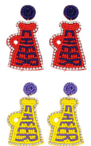 Jeweled Cheer Megaphone Beaded Earrings - Image #1