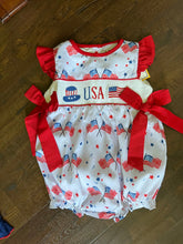 Load image into Gallery viewer, Patriotic Smocked Baby Bubble - Image #1
