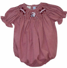 Load image into Gallery viewer, Ready to ship-Mississippi State Bulldogs Smocked Maroon Gingham Short Sleeve Bubble - Image #1
