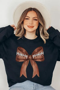 Coquette Football Bow Graphic Fleece Sweatshirts - Image #5