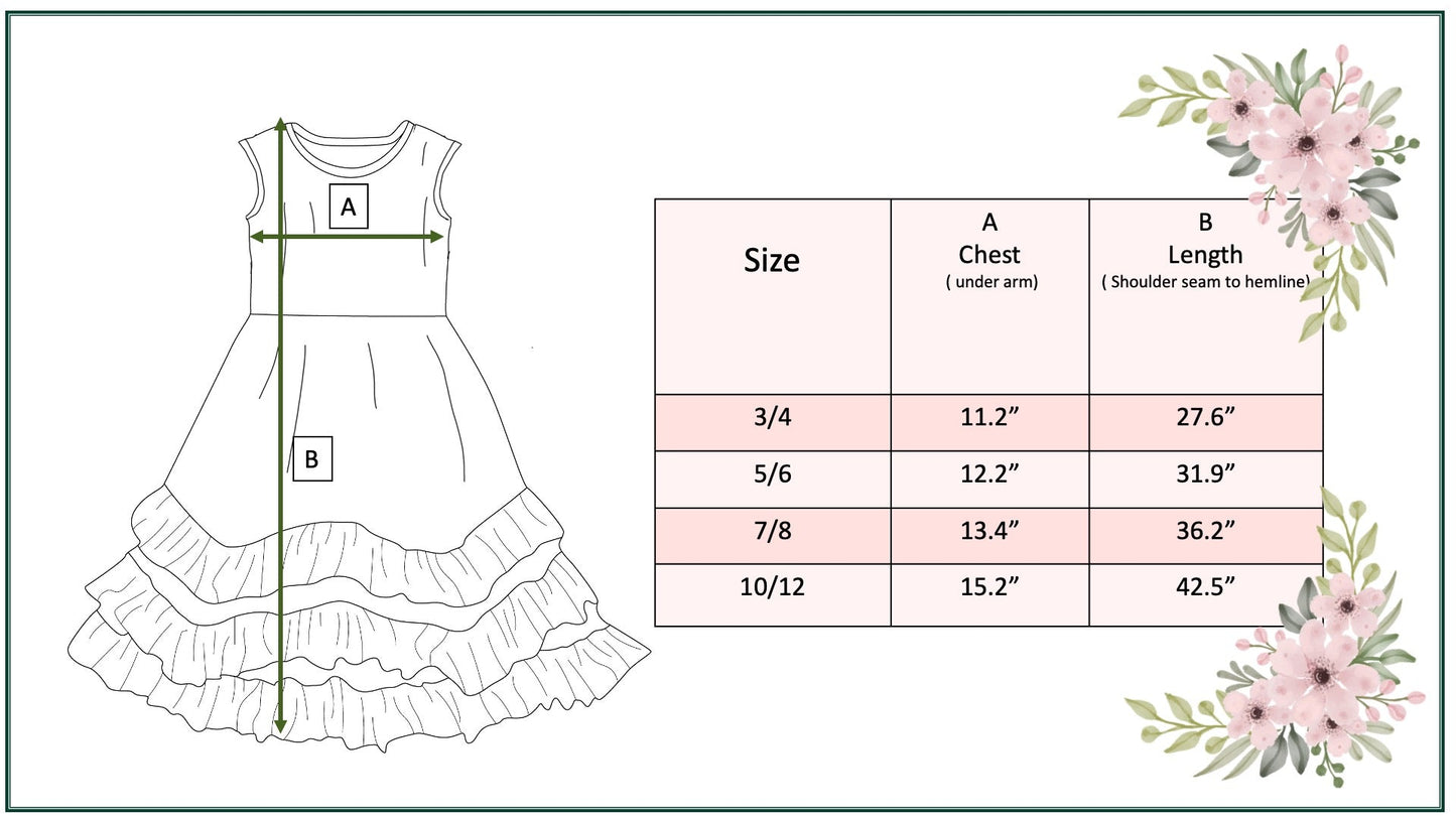 3 Tiered Green Tropical Ruffles Dress - Abbies Place