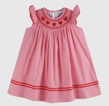 Load image into Gallery viewer, Pink Heart Valentine Smocked
Bishop Dress
