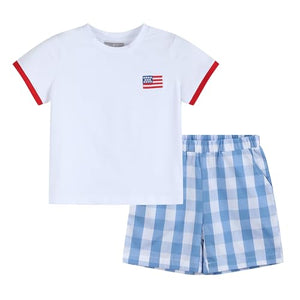 Lil cactus Red, White and Blue Shirt and Shorts 2pc. Set