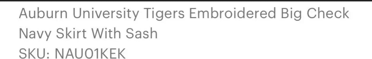 Auburn University Tigers Embroidered Big Check Navy Skirt with Tie - Abbies Place