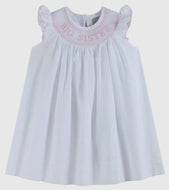 White Big Sister Smocked Bishop Dress - Image #1