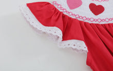 Load image into Gallery viewer, Preorder by 9/30-Red Heart and Lace Smocked Romper-Ships by 12/28
