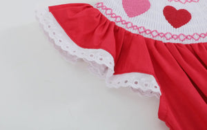 Preorder by 9/30-Red Heart and Lace Smocked Romper-Ships by 12/28