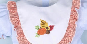 Pumpkin and Leaves Hand Embroidery Baby Dress - Image #3