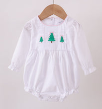 Load image into Gallery viewer, Premium white christmas tree embroidery ruffle bubble
