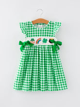 Load image into Gallery viewer, St. Patrick's Day Girls Shamrock Smocking Embroidery Dress
