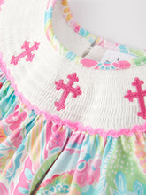 Load image into Gallery viewer, Easter Cross Smocking Embroidery Baby Girl Set

