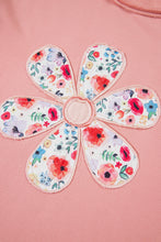 Load image into Gallery viewer, Flower Applique Patchwork Drop Sleeve Pullover Sweatshirt
