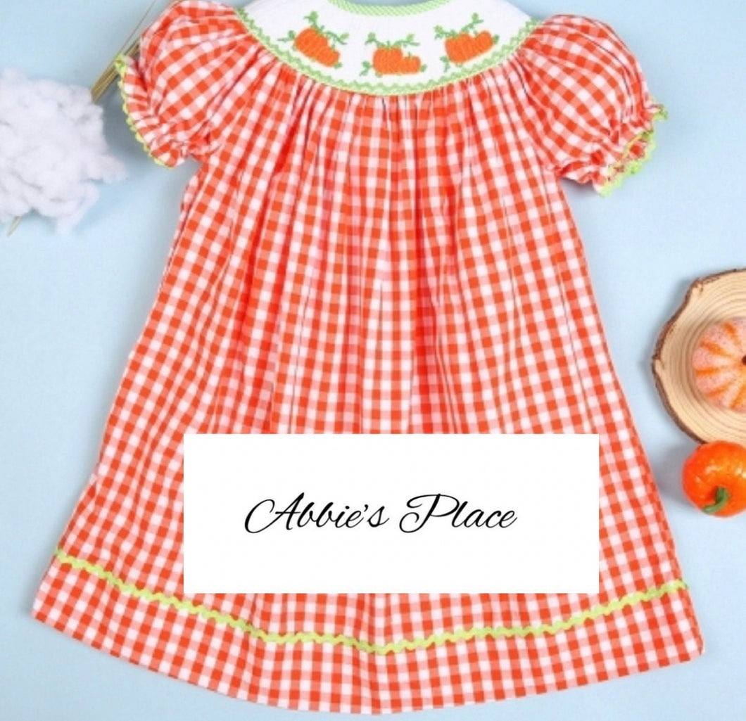 Thanksgiving Girl Hand Smocked Bishop Dress