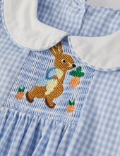 Load image into Gallery viewer, Preorder-Blue Rabbit Embroidery
Plaid Baby Collar Dress-Ships 10/25
