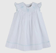 White and Blue Holy Smocked
Bishop Dress