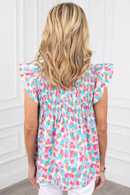 Load image into Gallery viewer, Women Shirred Yoke Ruffled Abstract Printed Blouse - Image #3
