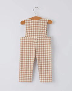 Christmas Vintage-Style Plaid Embroidered Gingerbread and Bows Boy Romper