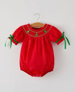 Christmas Baby Romper: Adorable Green Christmas Tree Embroidery