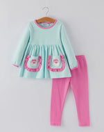 Holiday Fun Set: Striped Top with Santa Pockets