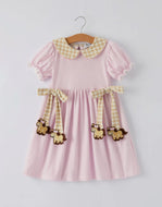 Farm Horse Bow Girls Dress -
Pink Stripes-Ships 11/20