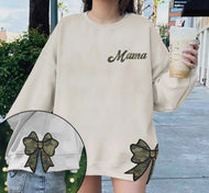 Hunting Mama Camo Bow, Embroidered Side Bow Sweatshirt