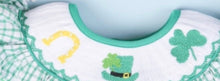 Load image into Gallery viewer, Lovely St Patrick&#39;s Day Smocked Baby Bishop dress
