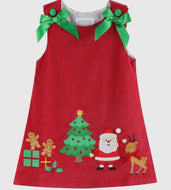 Red Corduroy
Christmas Applique Bow Dress