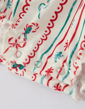 Load image into Gallery viewer, Christmas Baby Girls Romper Stripe Print One-Piece with Ruffle Trim

