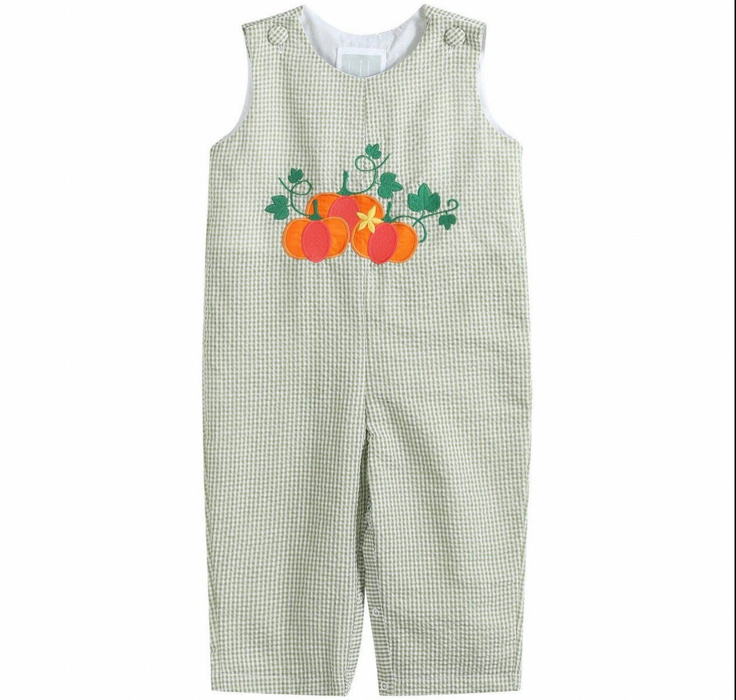 Green Gingham Pumpkin Overalls-size chart attached with pictures