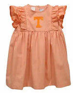 Ready to ship-Tennessee Vols Embroidered Orange Gingham Ruffle Dress - Image #1