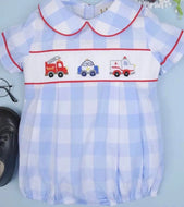 First Responders Smocked Boy Short Bubble - Image #1