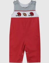 Load image into Gallery viewer, Preorder ETA 7/15-8/15-Red and Gray
Football Smocked Overalls - Image #1
