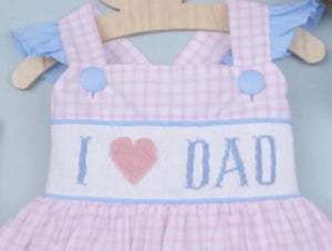 I Love Dad Hand Smocked Sundress - Image #2