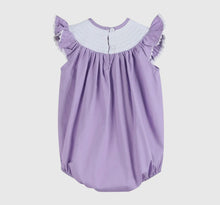 Load image into Gallery viewer, Purple Easter Bunny Smocked
Flutter Romper
