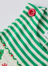 Load image into Gallery viewer, Christmas Tree Smocked Green Stripe Baby Boy Romper-Ships 10/10
