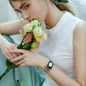 Flower Engraved Silicone Band Compatible with Apple Watch Bands for Women 40mm 38mm 41mm 42mm 44mm 45mm 46mm 49mm,Soft Band with Decorative Charms for iWatch Series 10 9 8 7 6 5 4 3 2 1 SE