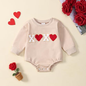 Tinypainter Baby Girl Valentines Day Outfit Towel Embroidery Bubble Romper Toddler First Valentines Day Clothes