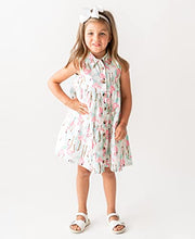 Load image into Gallery viewer, RuffleButts - Vibrant Flamingo Tiered Shirt Dress - 2T Pink/White
