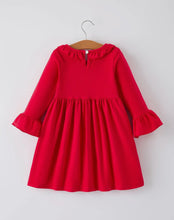 Load image into Gallery viewer, Christmas Smocked Embroidery Girls Dress with Pink Ribbon Ties

