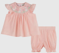 Light Pink Easter Bunny Smocked Top and Bloomer Set - Image #1