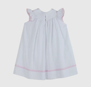 White and Light Pink Cross Bishop Dress