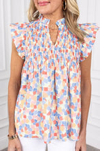 Load image into Gallery viewer, Women Shirred Yoke Ruffled Abstract Printed Blouse - Image #7
