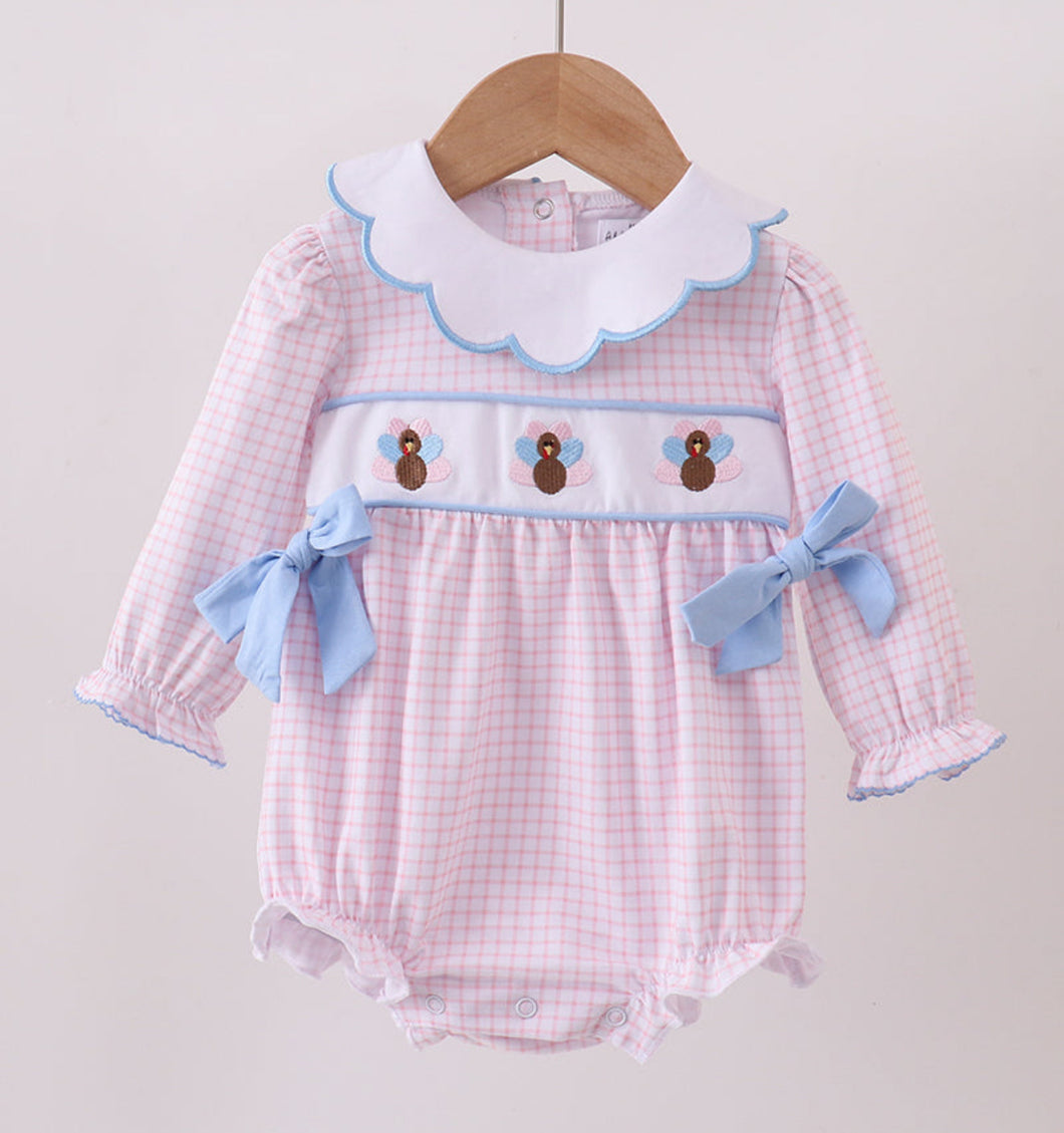 Premium turkey embroidery gingham bubble