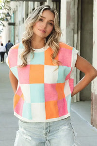 Multi-Color Checker Sweater Vest - Image #3