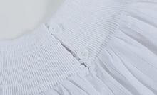 Load image into Gallery viewer, White and Light Pink Cross Bishop Dress
