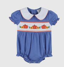 Load image into Gallery viewer, Preorder ETA 7/15-8/15-Blue Pumpkin
Sunflower Smocked Collar Romper - Image #1
