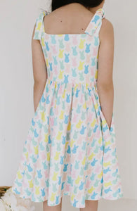 Preorder Ends 11/24-ETA 2/25-Valerie Dress in Marshmallow Bunny Girls Pocket Twirl Dress Easter