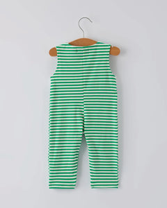 Christmas Tree Smocked Green Stripe Baby Boy Romper-Ships 10/10